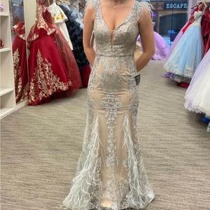 Prom dress! Worn once! In fair condition! Has feathers!!